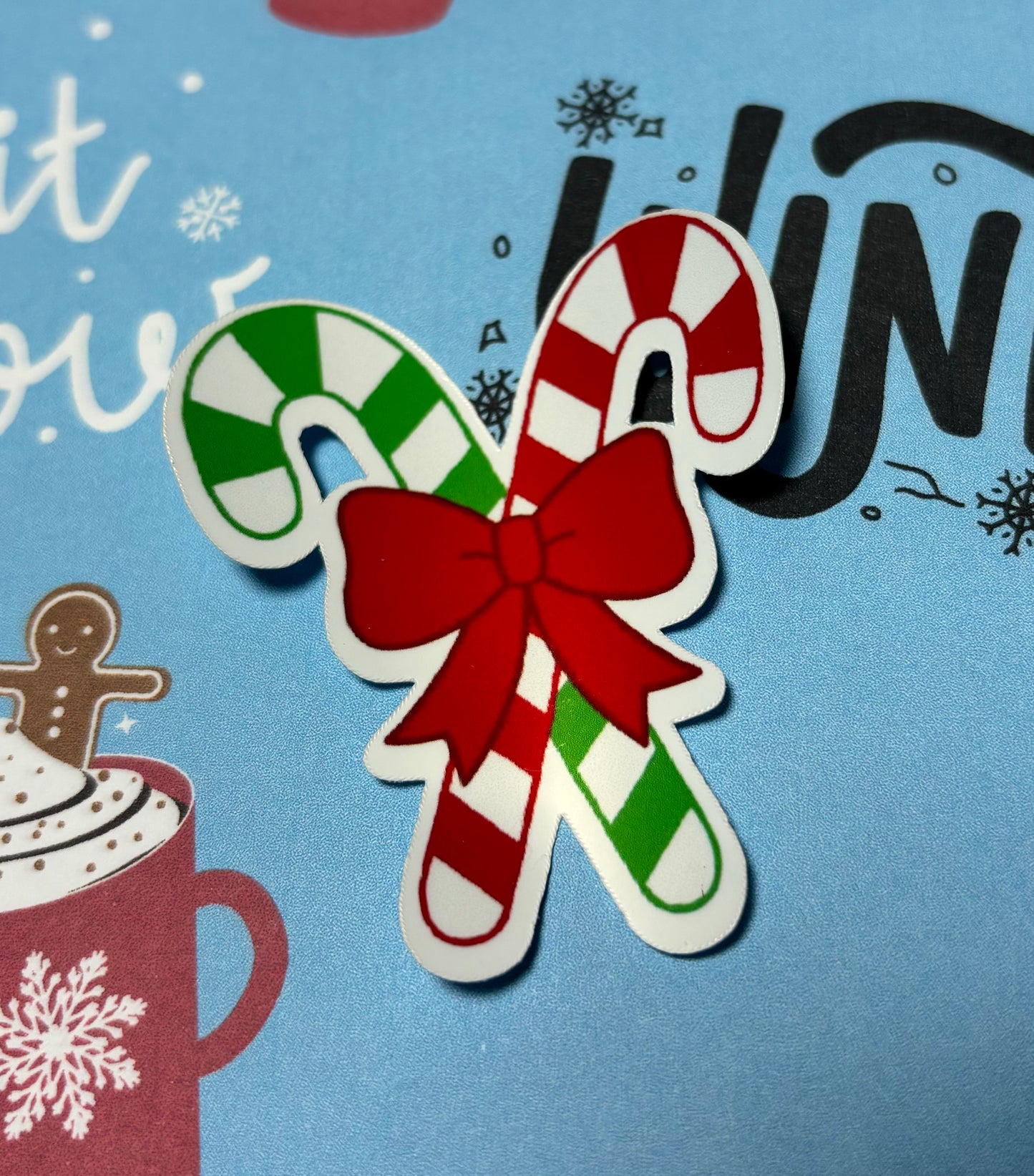 Candy Canes with Bow Sticker